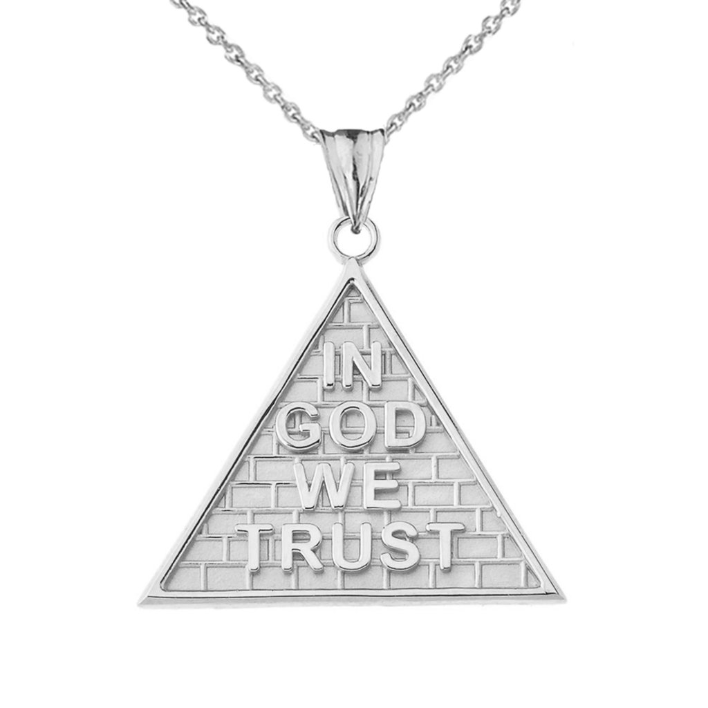 925 Sterling Silver In God We Trust Pyramid Pendant Necklace 65$